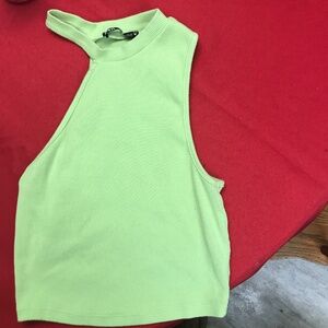 Zara Asymmetrical Cut Out One Shoulder Sleeveless Crop Top Tank Sz Small